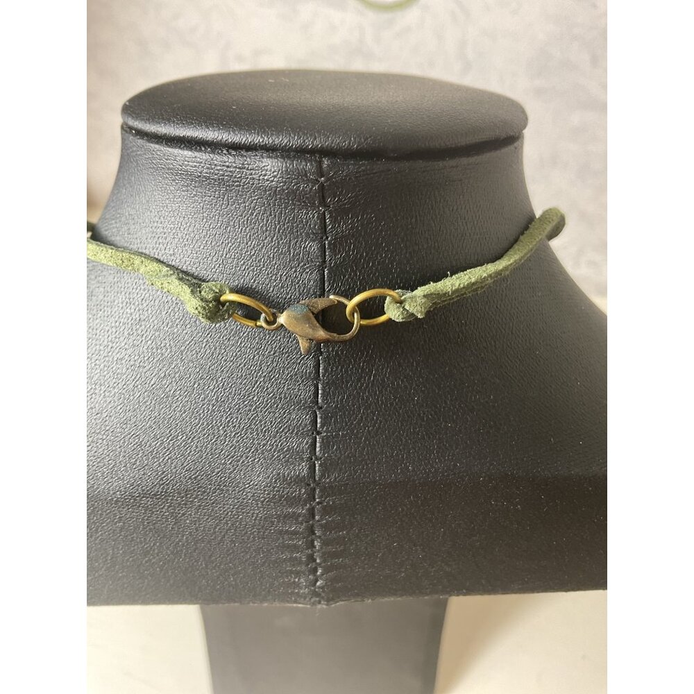 Boho Buddha Green Cord Drop Necklace Vintage Meditative Aesthetic - Picture 4 of 4
